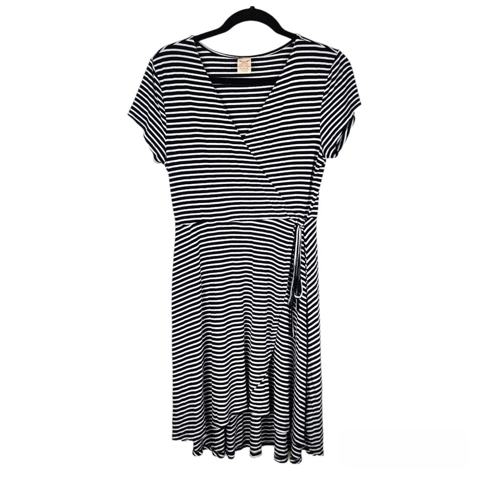 Faded Glory Mini Dress Striped Faux Wrap Dress size M